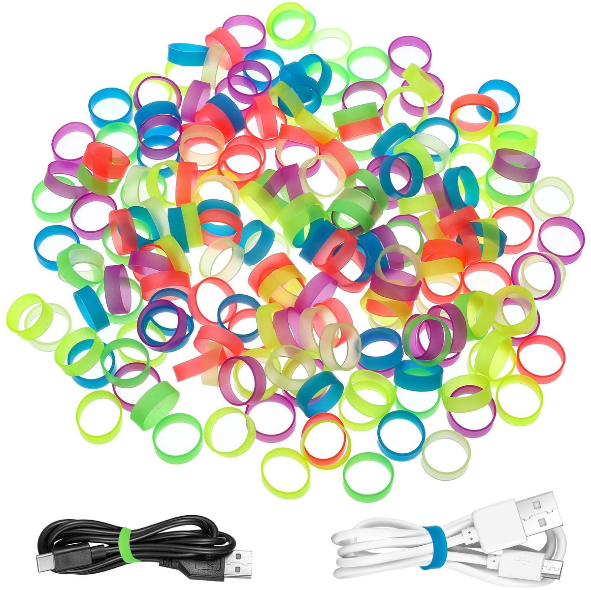 Solidchoice - 200 Stuks Rubber Ringen voor Kabelbeheer en Organisatie