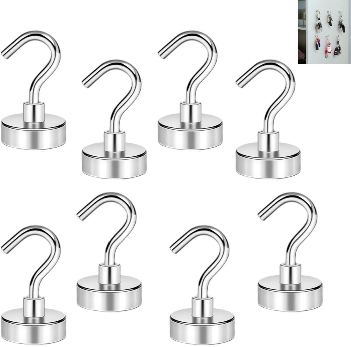 Magnetische haken 8 stuks - Neodymium 16mm - Sterk en duurzaam - Ideaal voor keuken en grill - ShopVlot