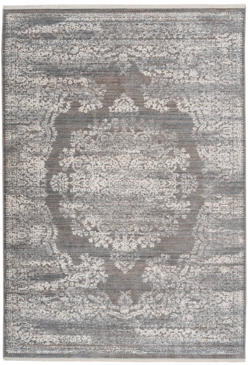 Padiro laagpolig vloerkleed 80 x 150 cm - beige / bruin - vintage oosters design - met franjes - geschikt voor vloerverwarming - van polypropyleen