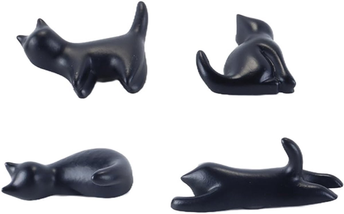 Magneten zwarte kat 4 stuks - 3D decoratieve magneten - schattige koelkastdecoratie - voor notities en foto's - ShopVlot