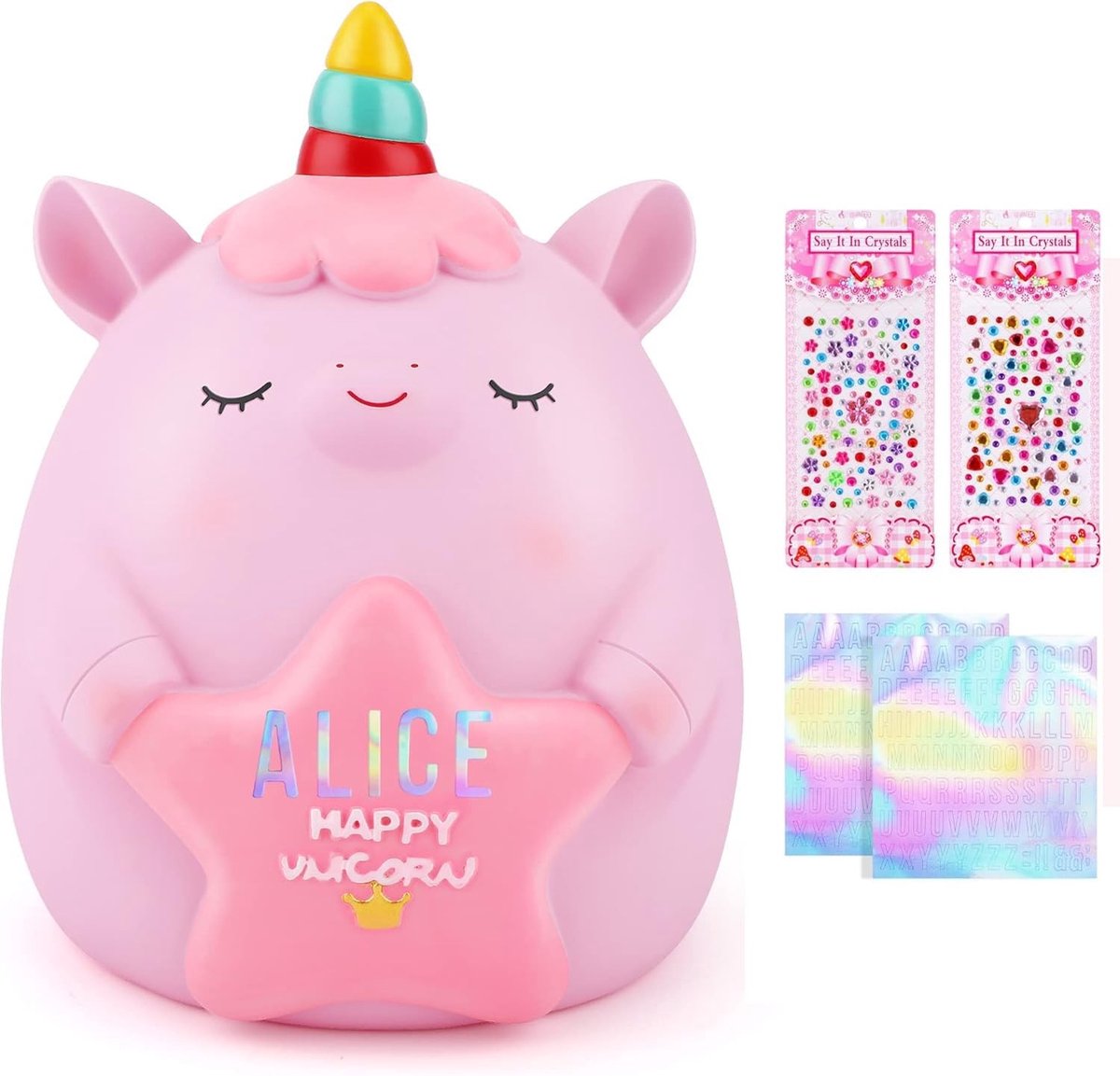 Solidchoice - Eenhoorn Spaarpot met Stickers en Armband voor Kinderen