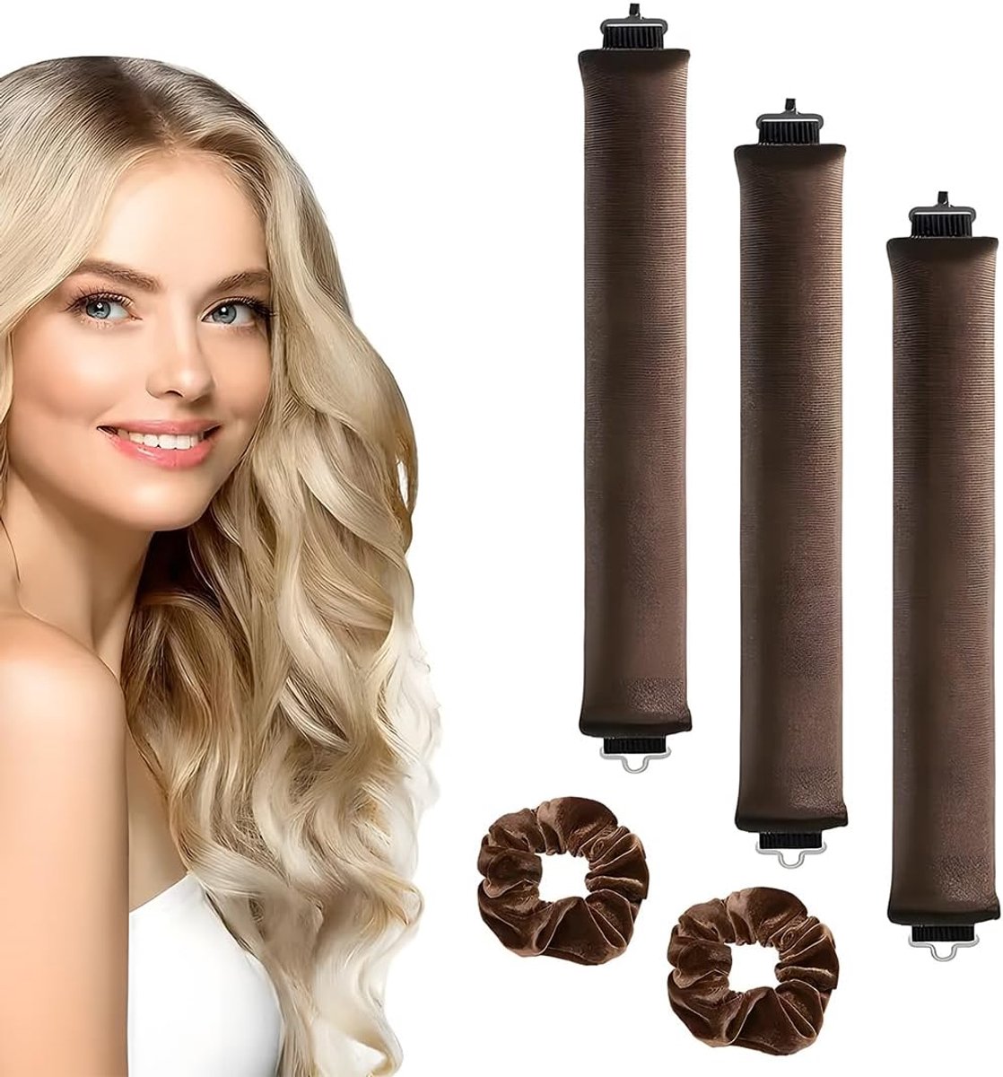 Haarcurlers set van 5 - warmtevrij - luxe fluweel - creëer retro kapsels - ShopVlot