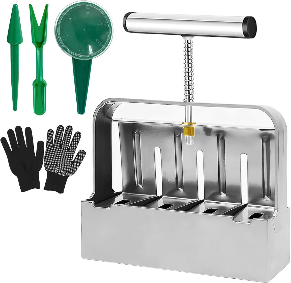 Handheld grondblokker 5cm - gegalvaniseerd staal - duurzaam ontwerp - ideaal voor zaadpotjes maken - ShopVlot
