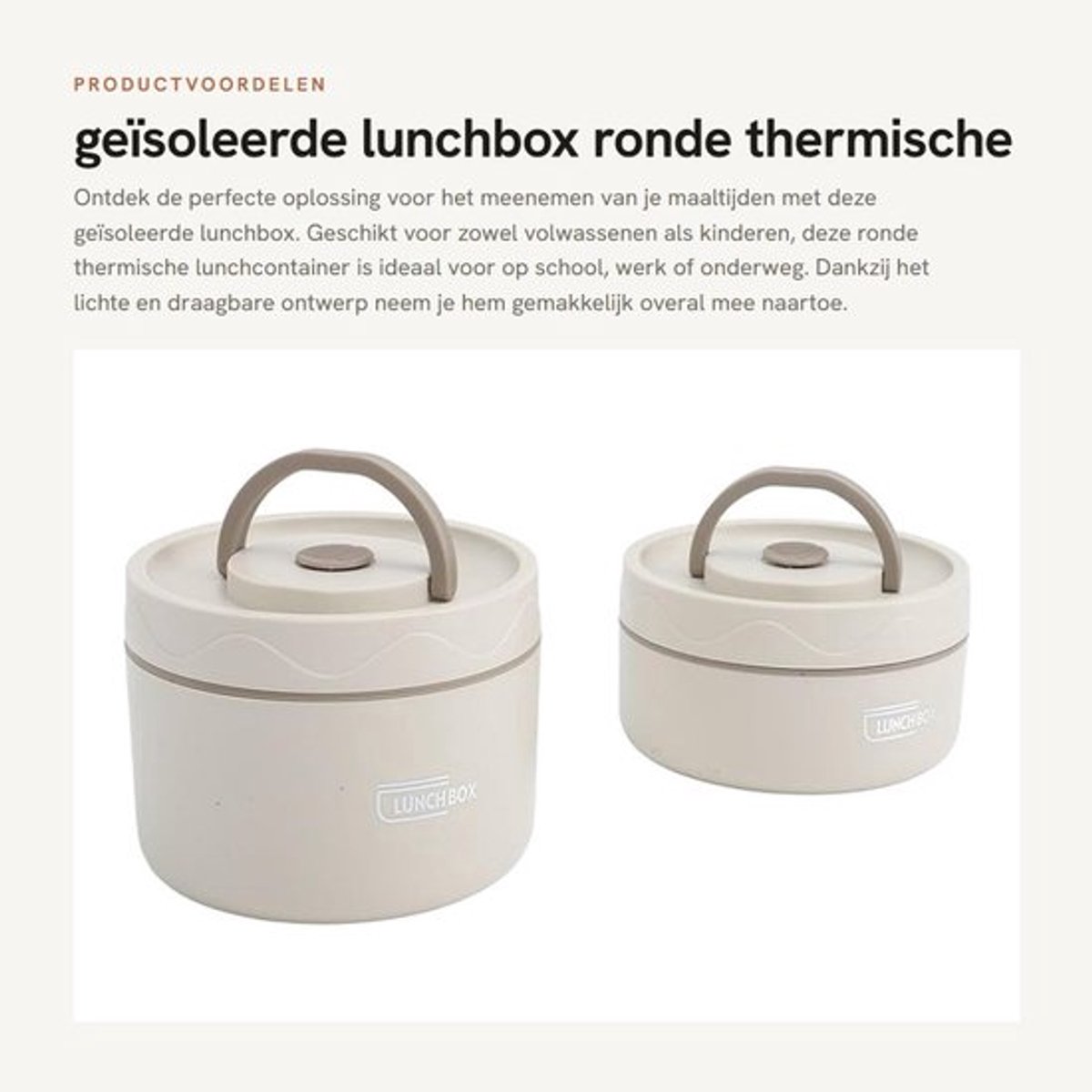 Lunchbox Geïsoleerd - Draagbaar Ronde 304 Roestvrij Stalen Container - Thermische Lunchbox - Voor Volwassenen/Kinderen - Voor Picknick/Reizen - Bentobox