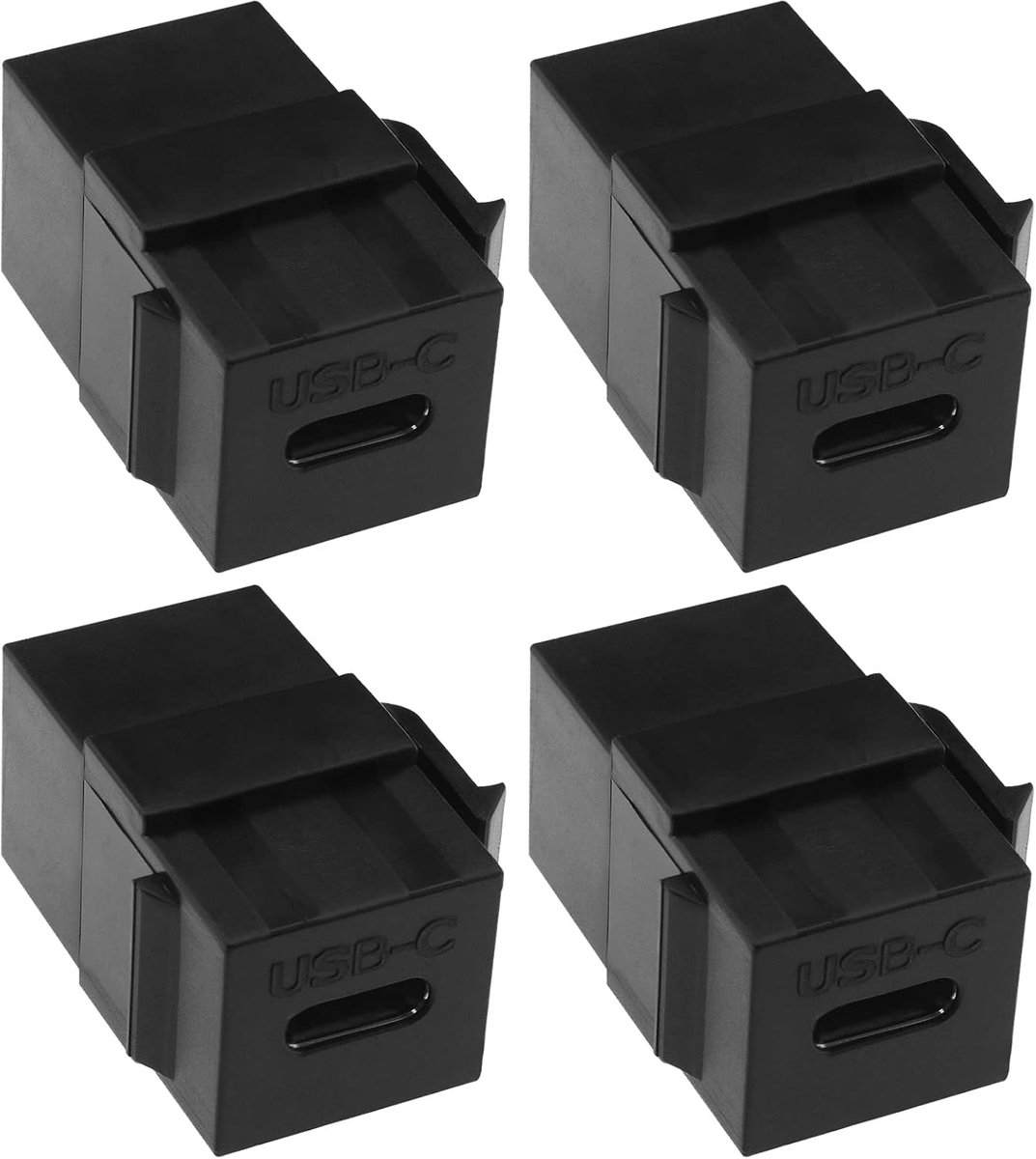 USB C Keystone Adapter 4PCS - Type-C Vrouwelijk - Zwart - Verbind twee USB Type-C kabels - ShopVlot