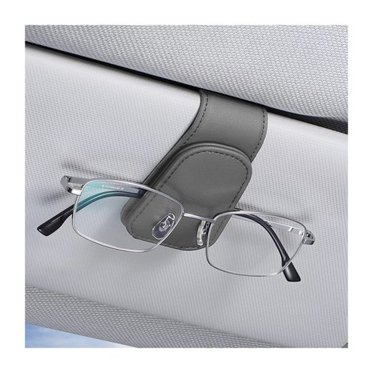 Brilhouder voor auto - Multifunctionele Brilhouder - Lederen Brilhouder - Ticket/ID-kaarthouder - Compacte Houder - Afmetingen 4,5 x 9,5 cm - Brilclip