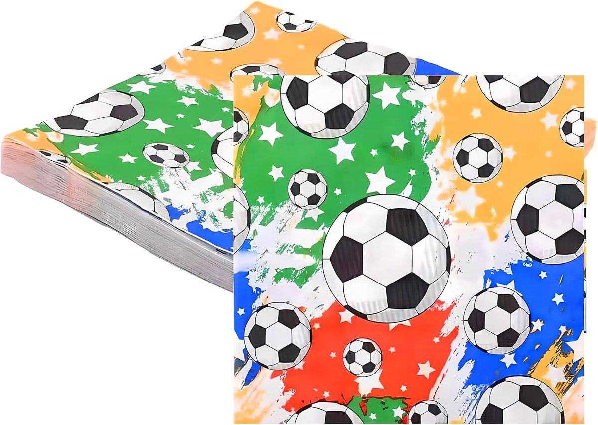 Papieren servetten 33x33 cm - 2-laags cellulose - voetbaldesign - perfect voor voetbalfeest - ShopVlot