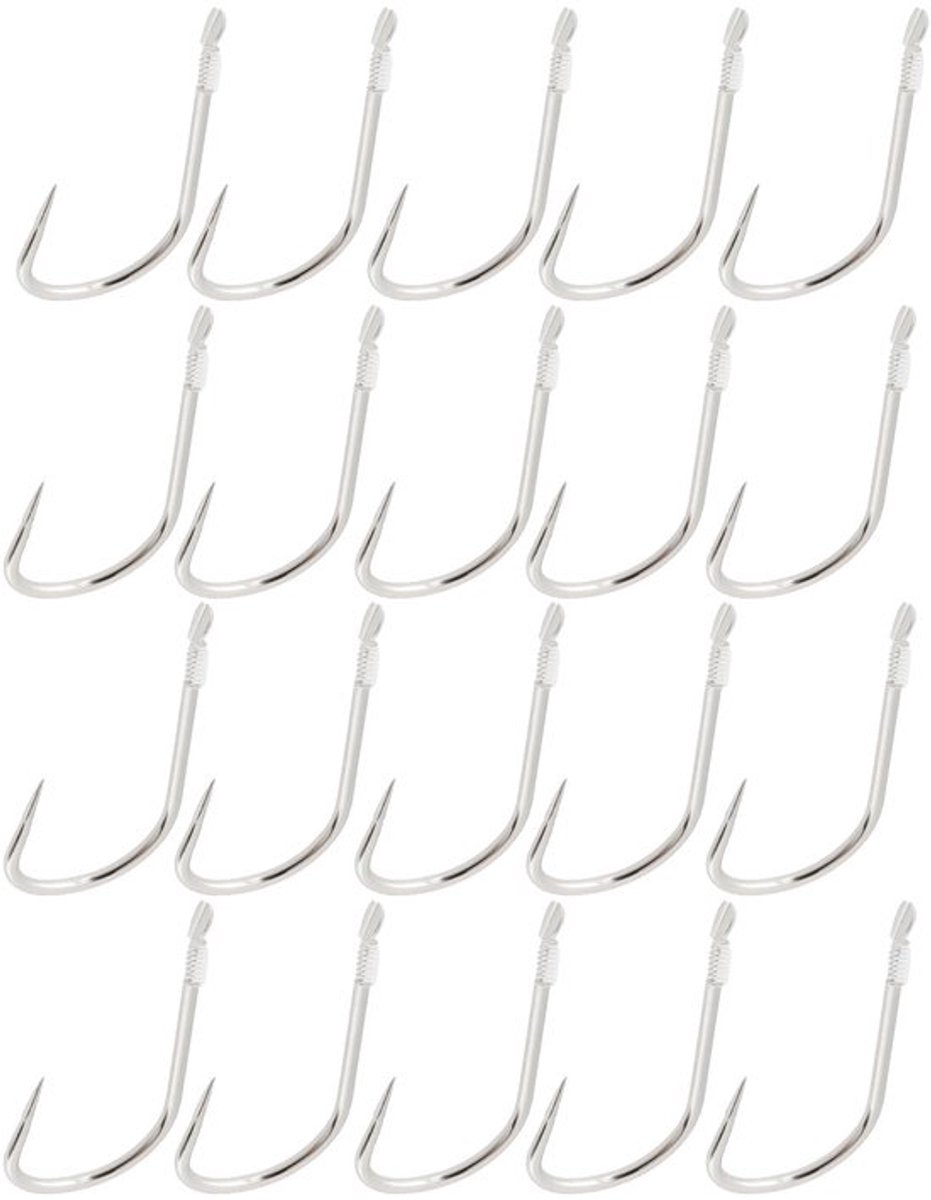 Vishaken 20 Stuks - Weerhaakloze Vishaak - 45Cm Vislijn Nylon - Koolstofstaal - Corrosiebestendig - Geschikt Voor Zoetwatervissen - Vislijnen