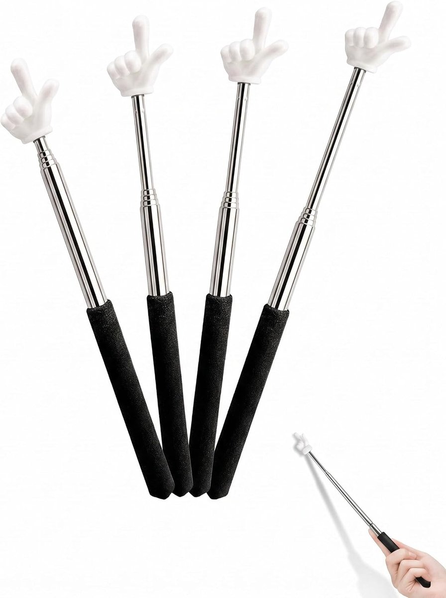 Telescopische wijzers, 4 stuks, roestvrij staal, zwart en wit, zachte punt voor whiteboards, verstelbare verlenging - ShopVlot