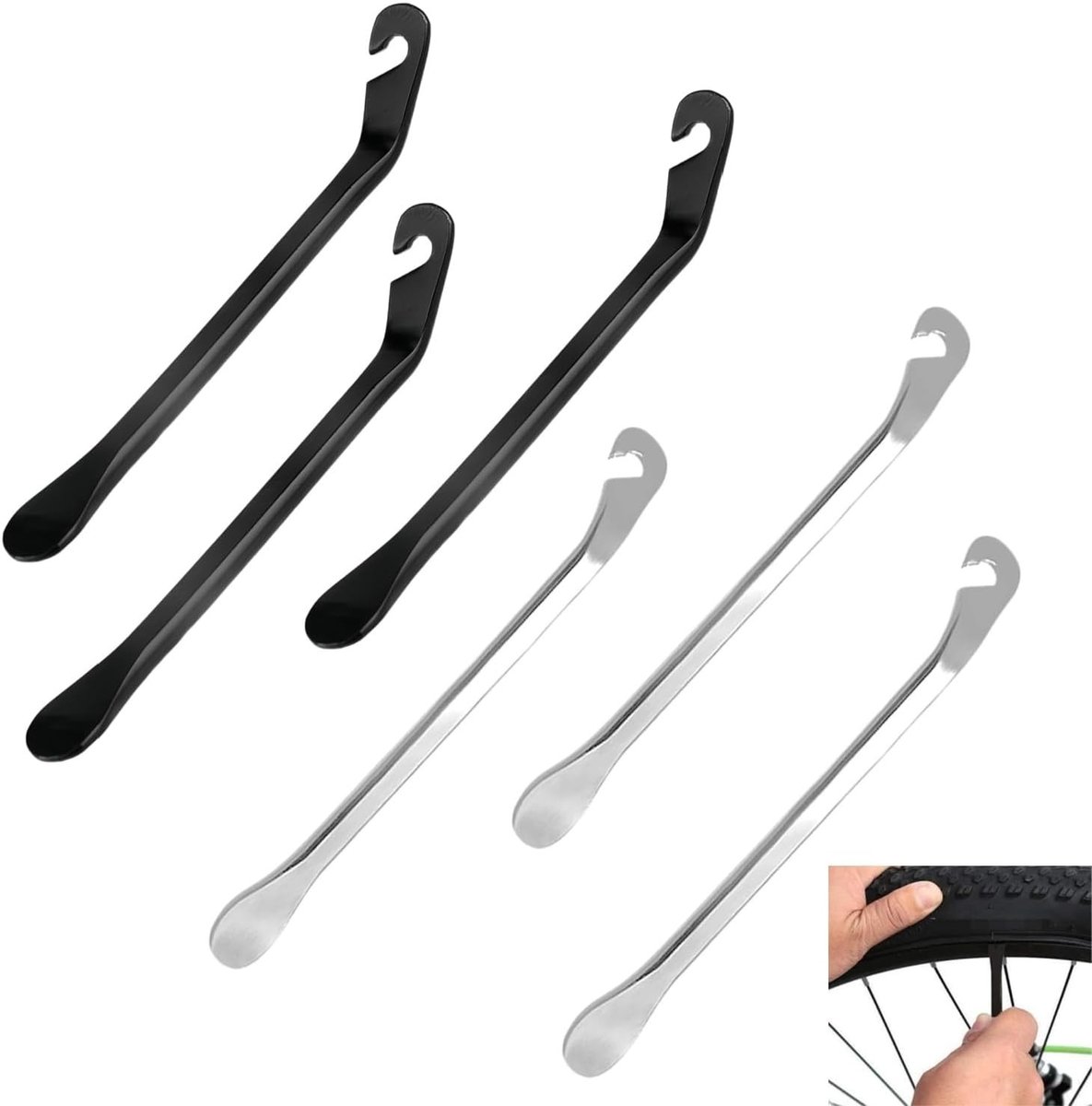 6 Stuks Metalen Fietsbandenlichters voor Efficiënte Reparatie van Racefietsen en Mountainbikes, Handig Reparatiegereedschap voor Thuisgebruik en Onderweg