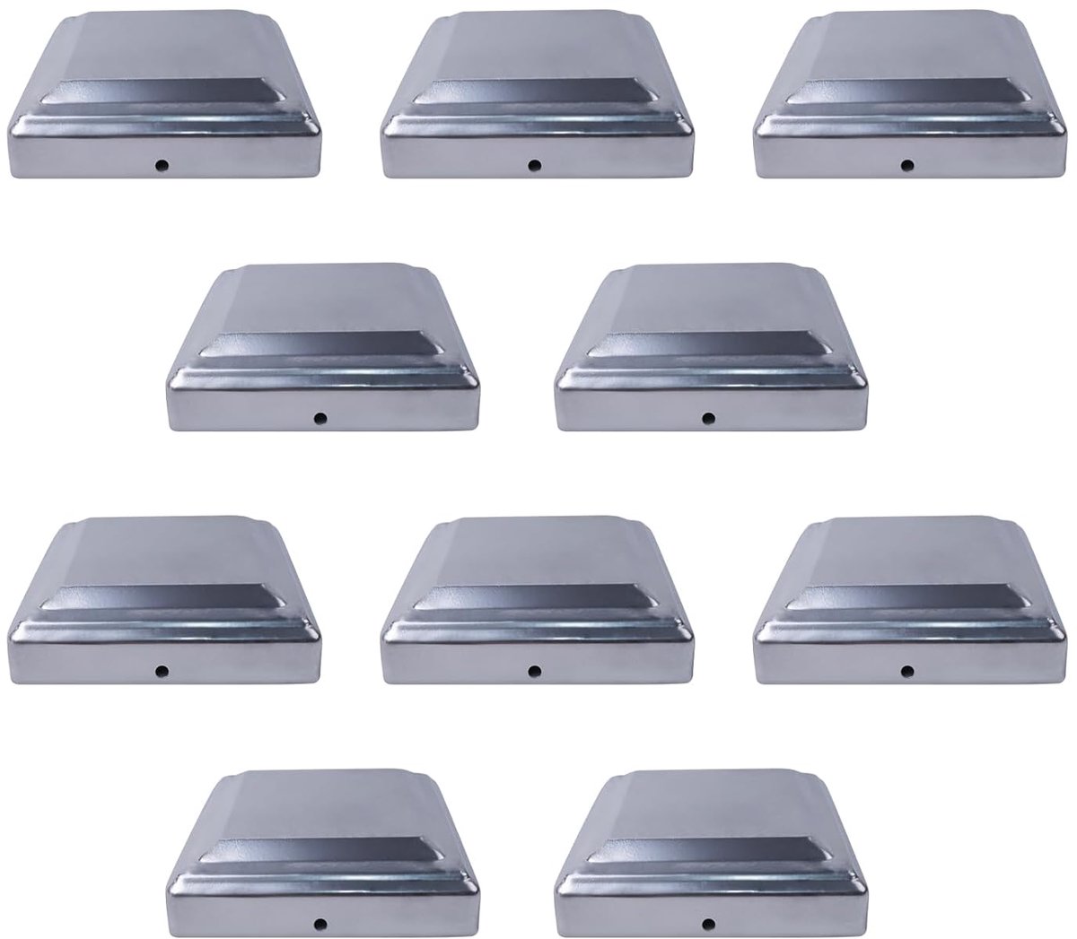 Post Caps 7 x 7 cm, Pack of 10 Fence Post Caps, Galvanized Metal Post Cover for Garden, Wooden Posts - ShopVlot
