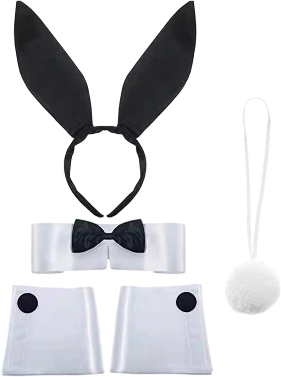Bunny Costume Bunny Accessories Rabbit Headband Collar Tail Cuffs Bunny Outfit for Adults Carnival Cosplay Easter - ShopVlot