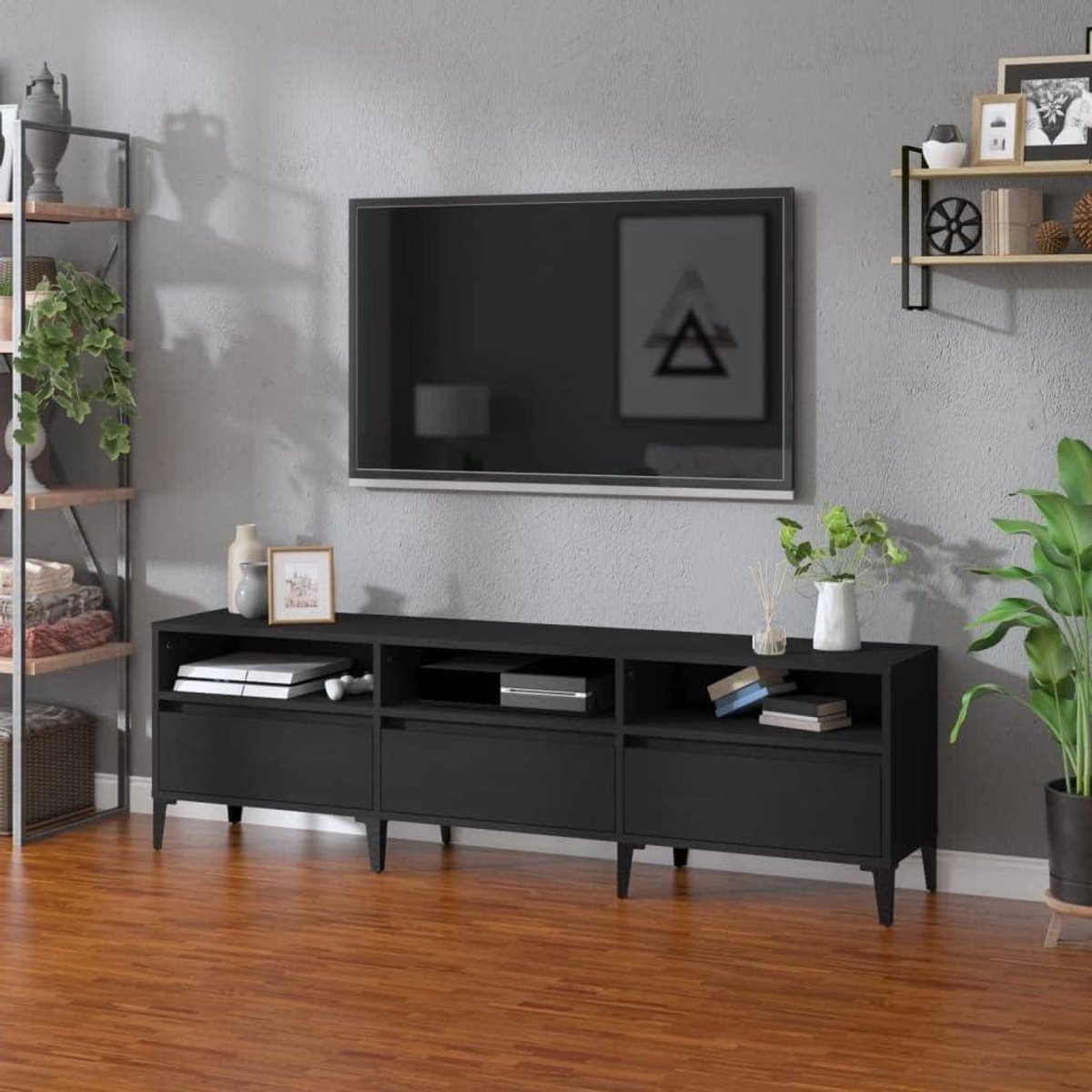 TV-kast - Mediameubel TV meubel - Entertainment organiseren - Stabiel en stevig - 150x30x445 cm - Zwart