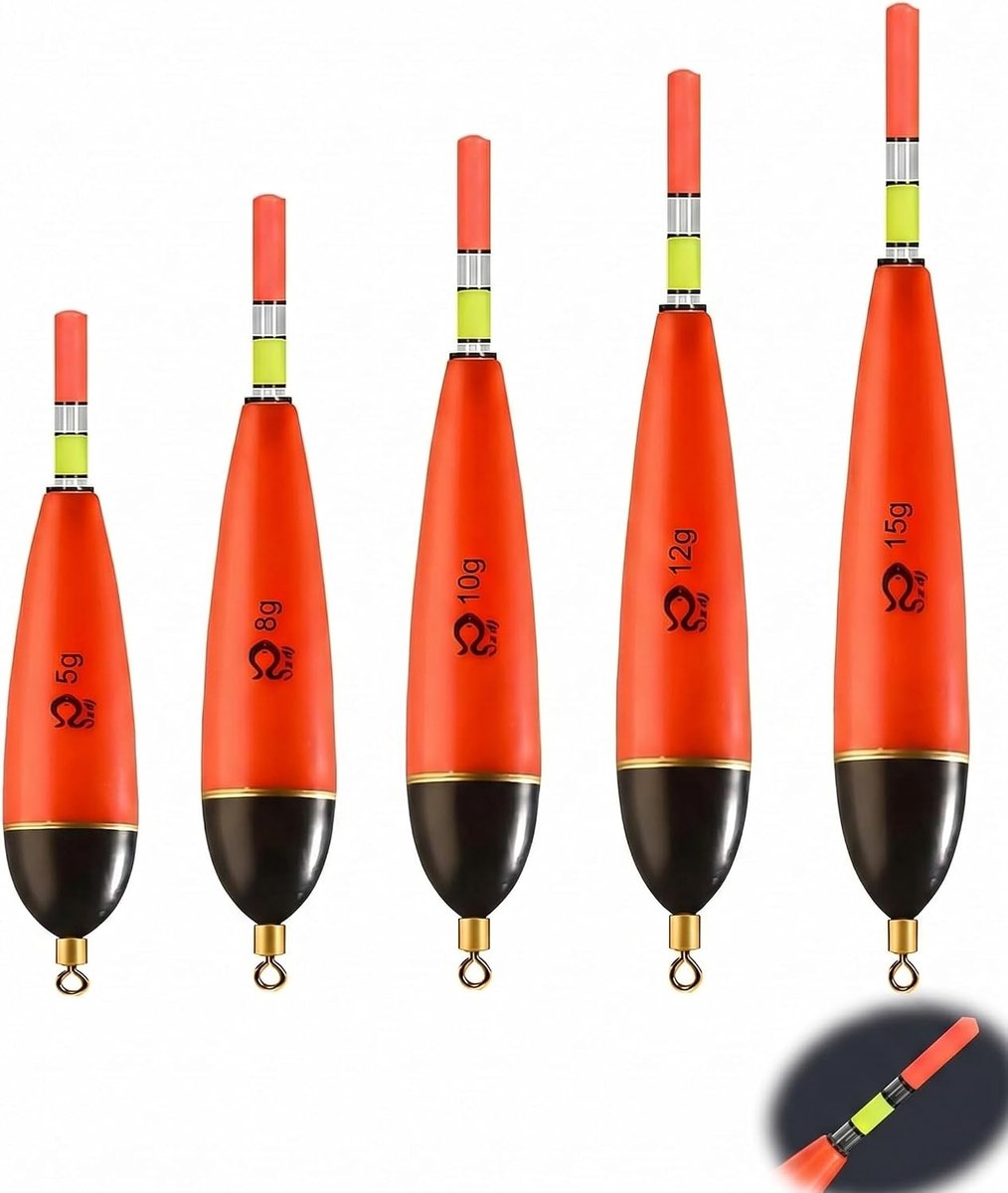Vlotterset, 5 stuks, rood, waterdruppelvorm voor lang bereik, geavanceerde stabiliteit in golven, maximale - ShopVlot