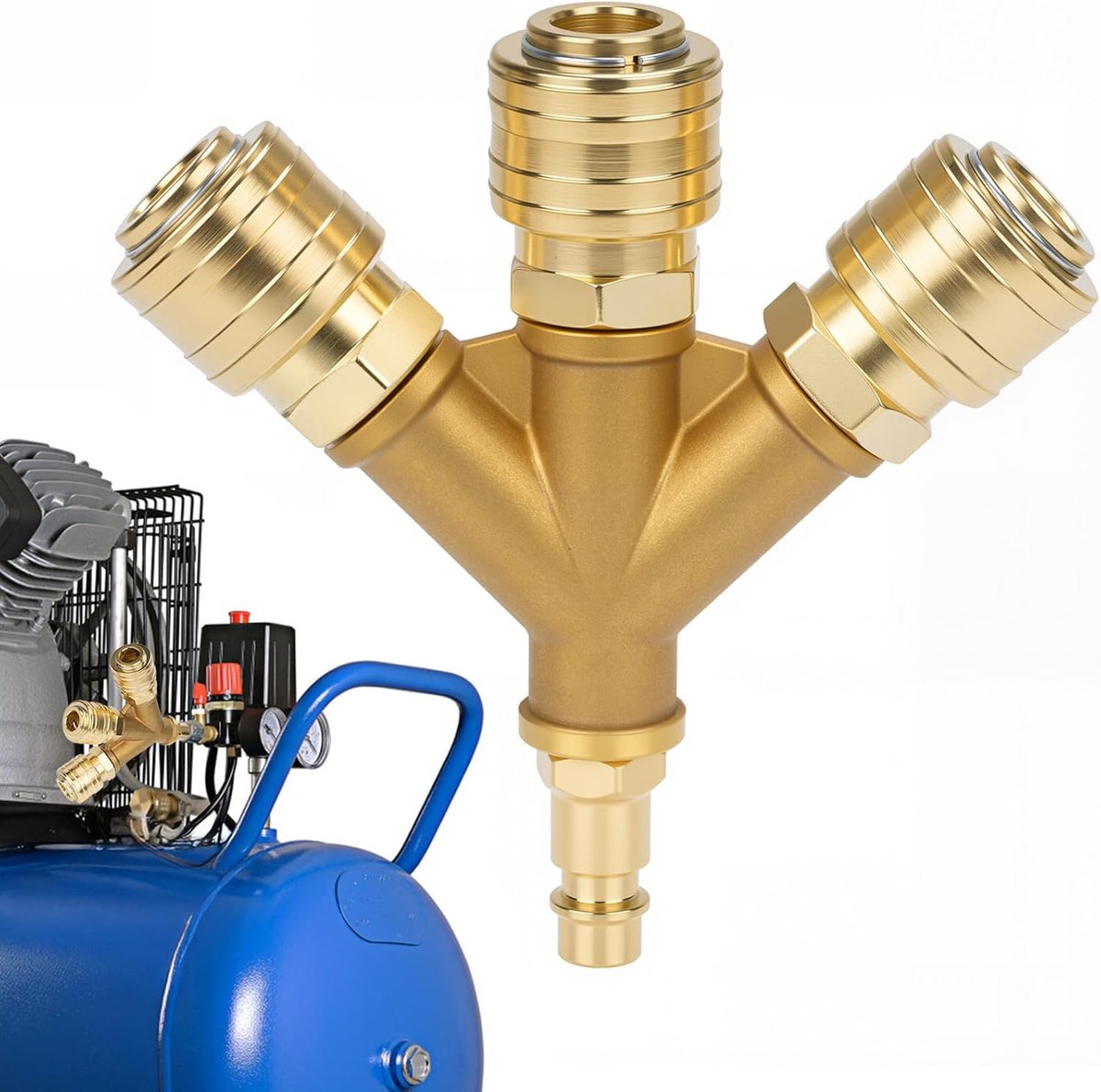 Compressed air distributor, compressed air soft 3-way with 3 couplings, NW 7.2 1/4 AG air hose quick release - ShopVlot