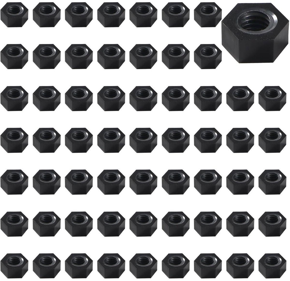 60 Pieces M6 Metric Thread Hex Mount, Nylon Hex Nuts, Plastic Hex Nut, Black - ShopVlot