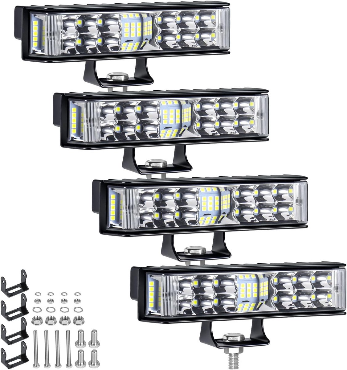 4 stuks led-achteruitrijlampen, 102 W, met zijreflector, 9-80 V, led-werklamp, voor bedrijfsvoertuigen - ShopVlot
