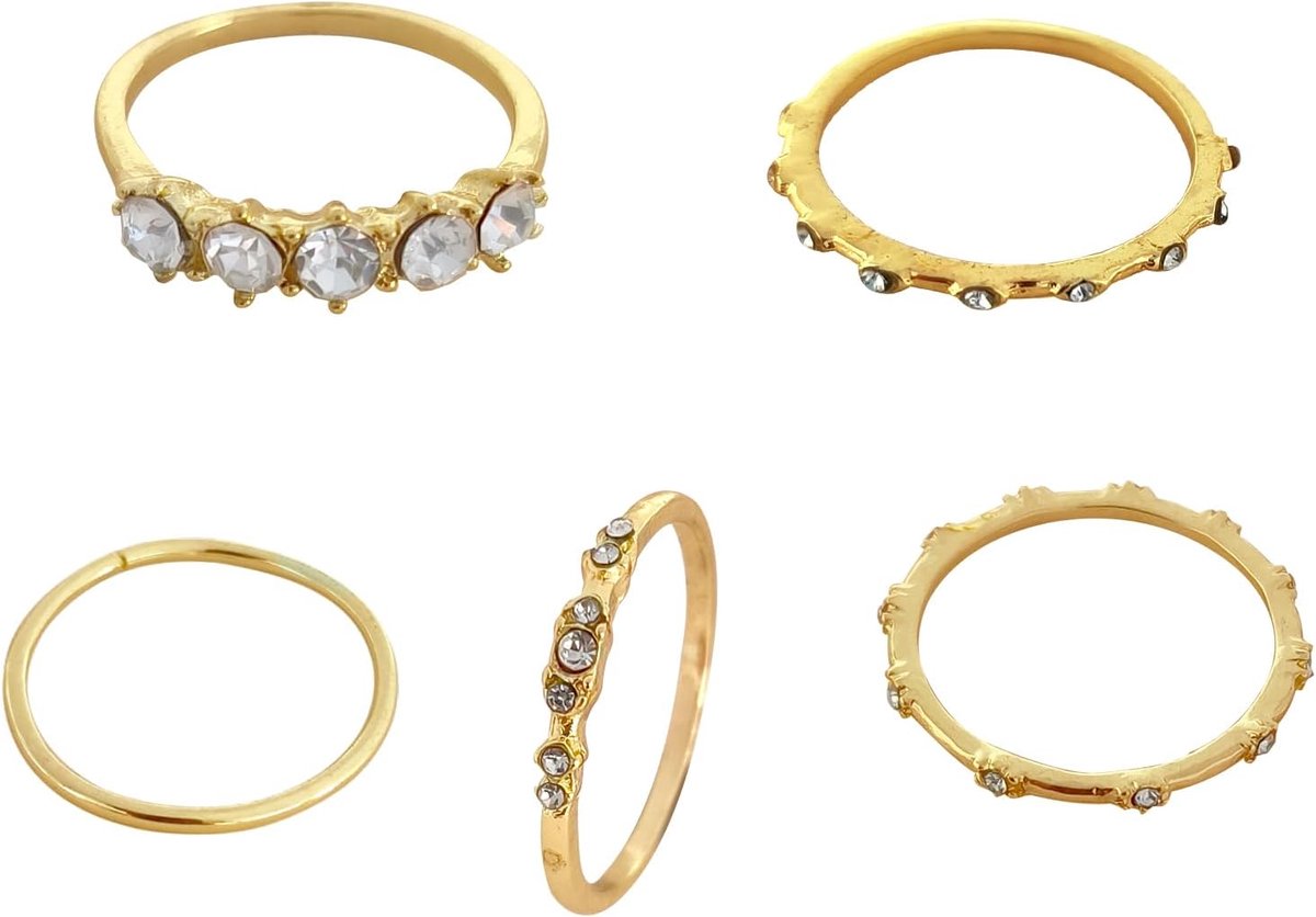 4/5 Pcs Vintage Gold Rings for Women Bohemian Knuckle Ring Set Stackable Fashion Finger Rings Zirconia Vintage Rings - ShopVlot