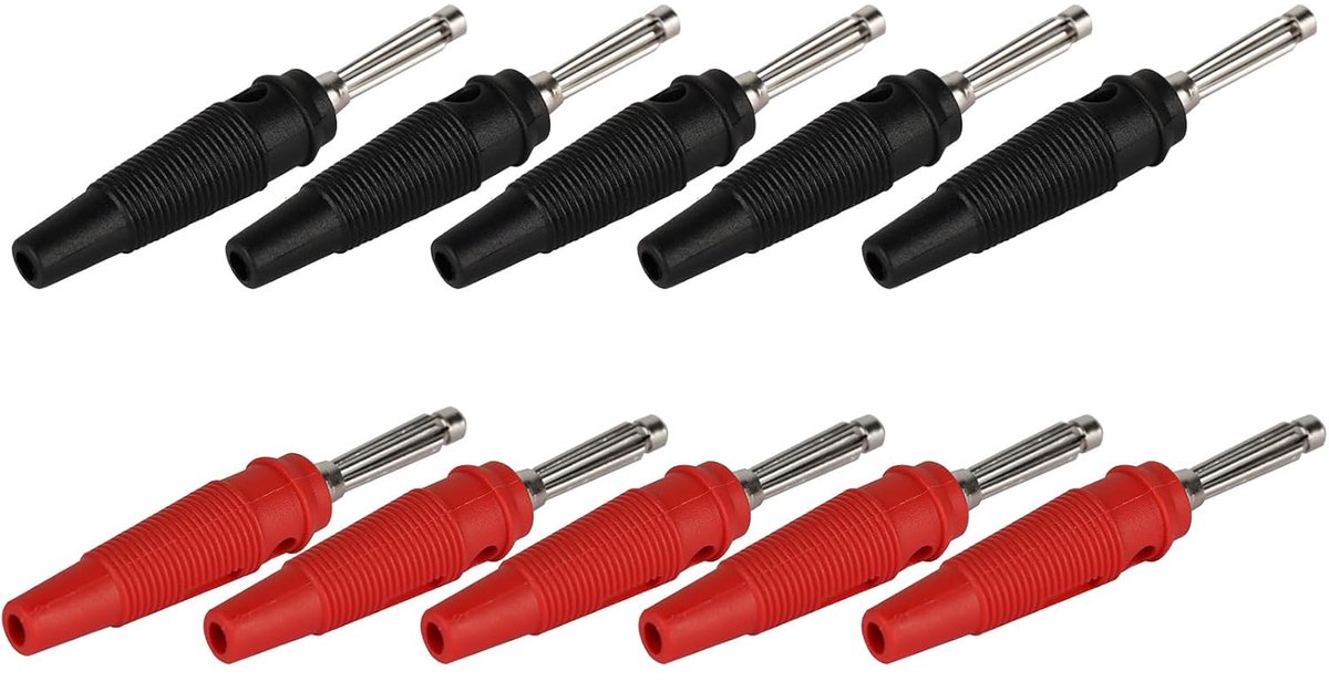 10pcs 32A High Current Screw Type 4mm Banana Plug Speaker Cable Adapter for Speakers (5 Red + 5 Black) - ShopVlot