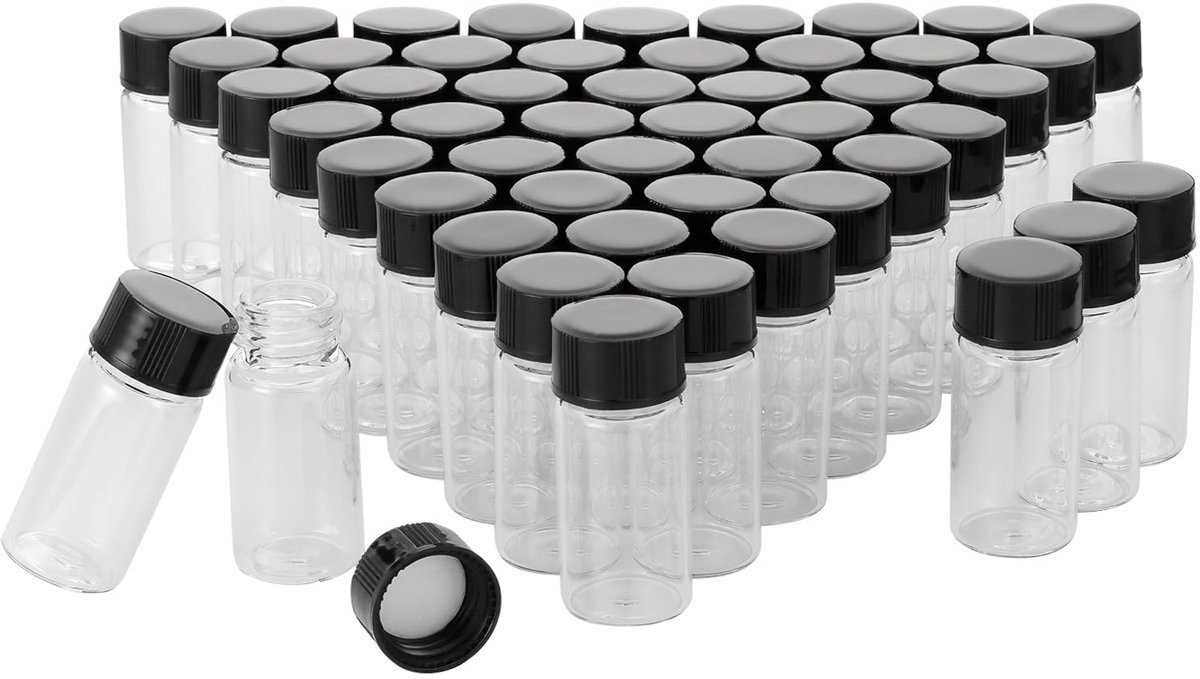 transparent/clear liquid collection glass bottles vials screw cap capacity 5ml pack of 50 - ShopVlot