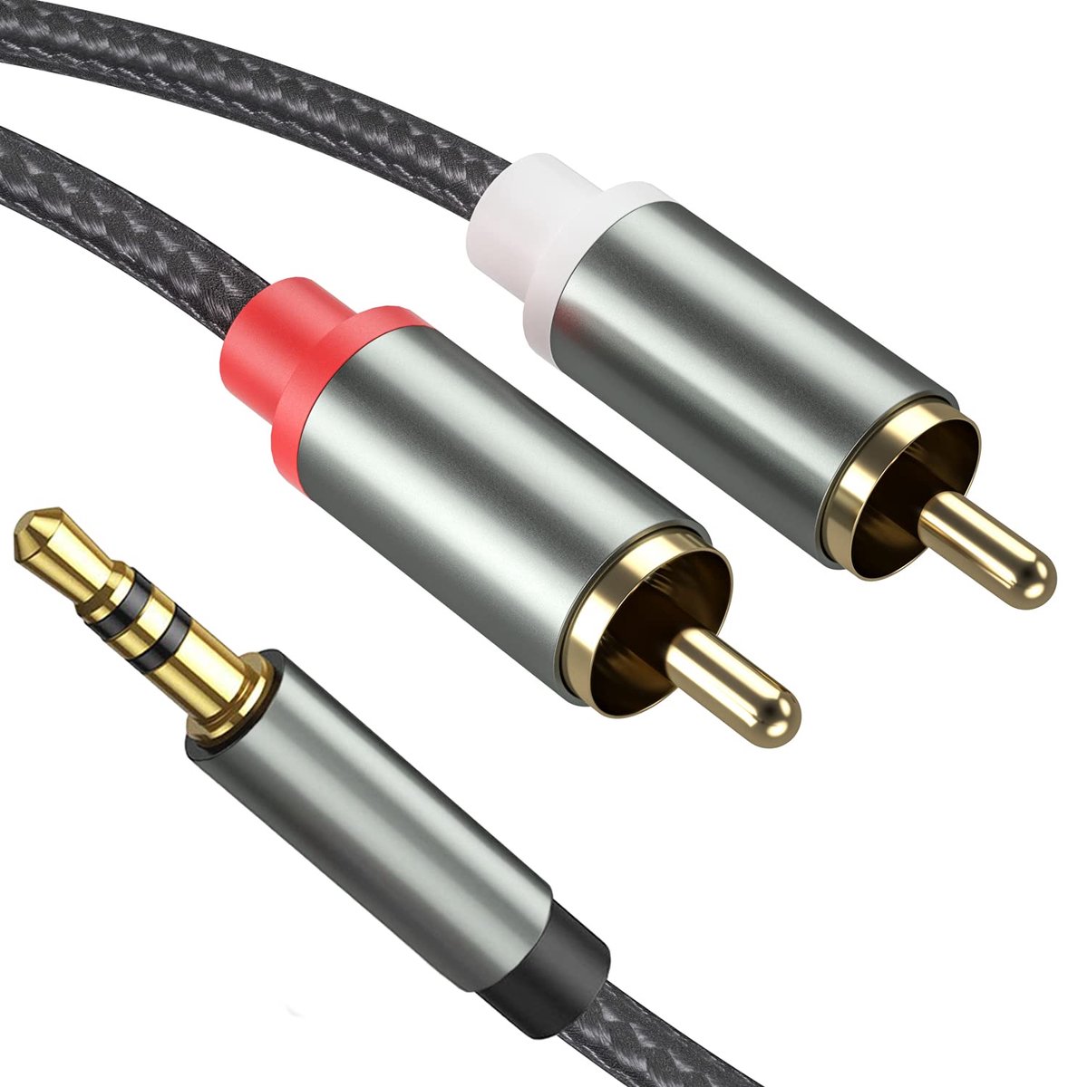 Audio Jack RCA Cable 3.5mm Jack to 2 RCA Stereo Audio Cable, Jack 3.5mm to 2 Tulip Plug, RCA to Jack Compatible PC - ShopVlot