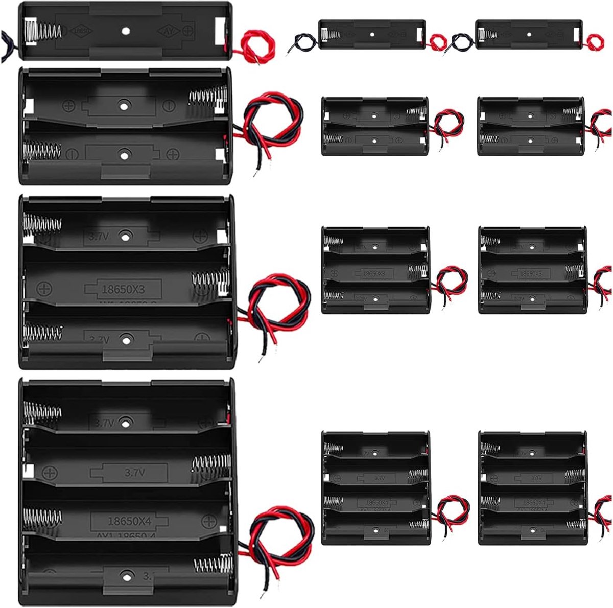 12pcs. 18650 battery holder bundle with wires 3x1 18650 battery case 3.7V 3 x 2 18650 battery holder 7.4V 3 x 3 18650 - ShopVlot