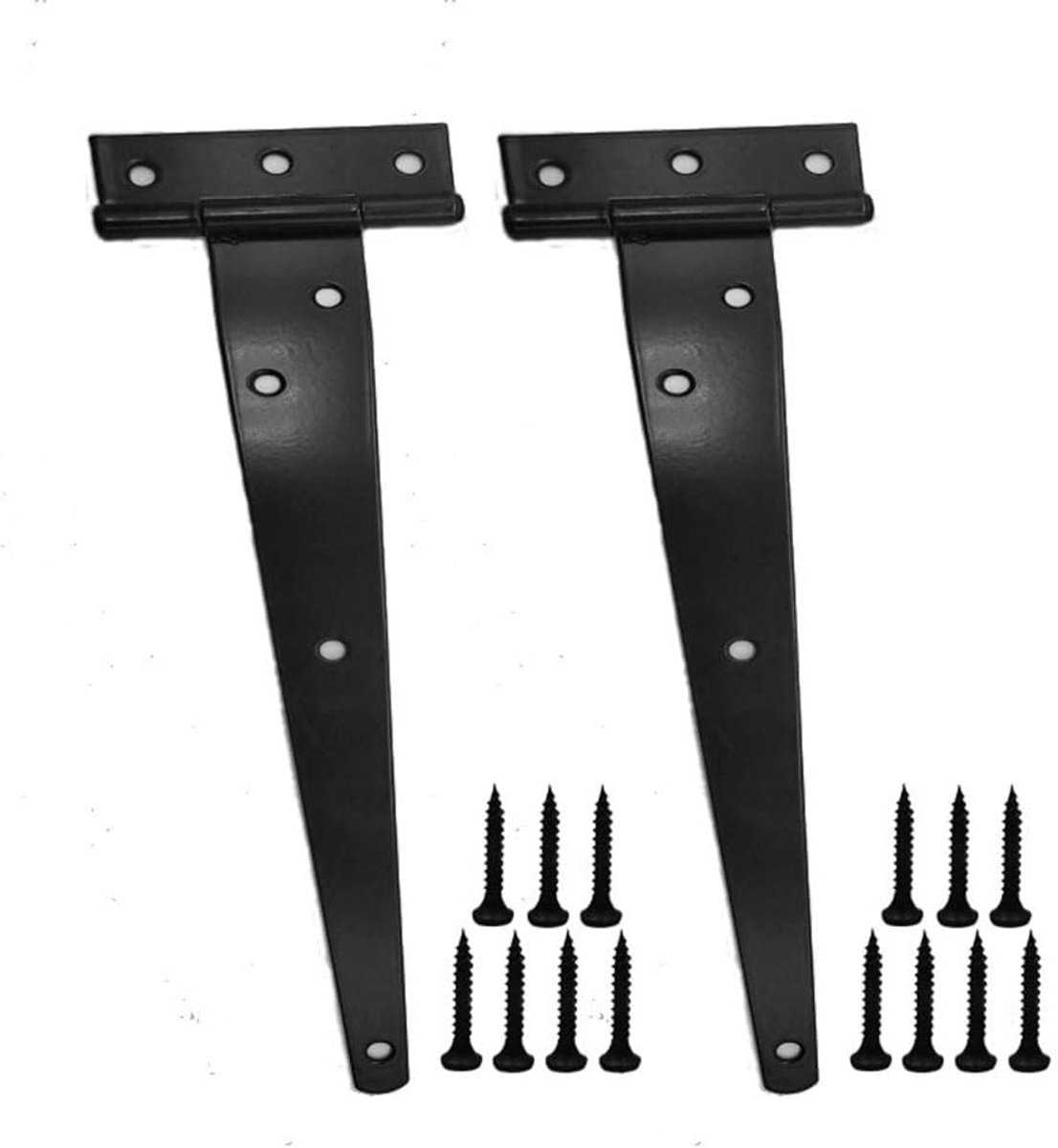 Pack of 2 T-Hinges Folding Stainless Steel Door Hinges Black with Screws for Wooden Fences Sheds Chests Cabinets - ShopVlot