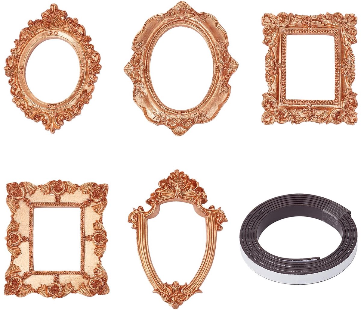 Dailygoods - Set van 5 Vintage Hars Fotolijsten in Antiek Goud