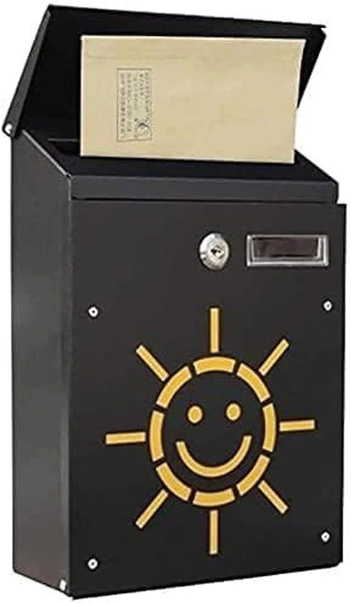 Brievenbus - Postbus Pakketbox - Post Ontvangen - Afsluitbaar met sleutel - 30x21x9 cm - Zwart