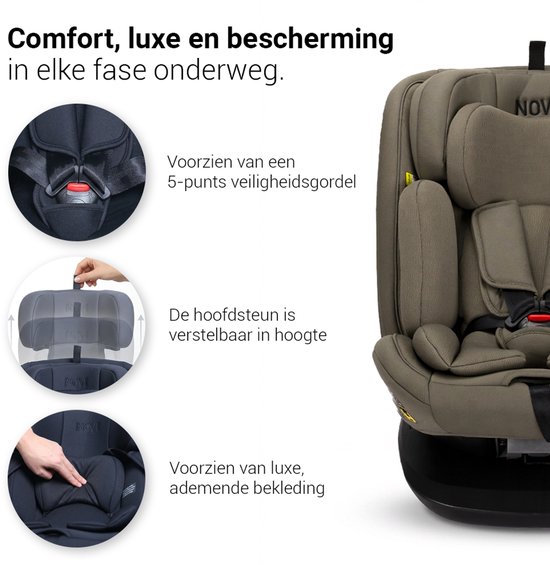 Novi Baby® Goliath Premium Autostoel - I-Size - Draaibaar - Dark Chocolat van Novi Baby® — afbeelding 5
