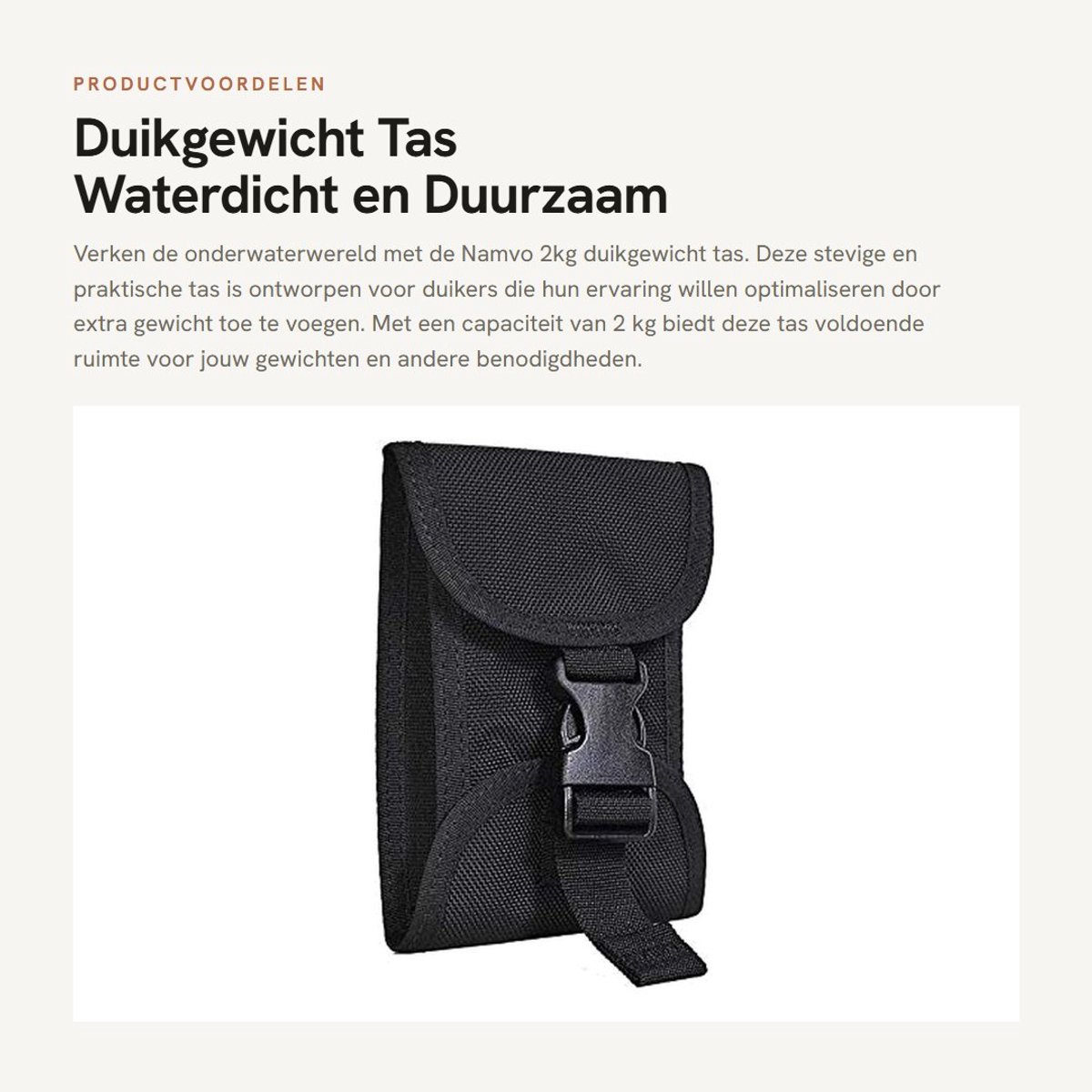 Dailygoods- Duikgewicht 2kg - Gewichten Tas - Snelsluiting - Waterdicht - Verstelbare Band - Hoogwaardige TPU Coating - Gewichtstas