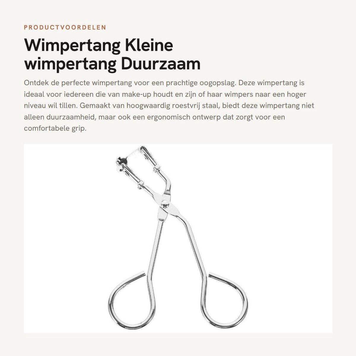 Dailygoods- Wimpertang Roestvrij Staal - Duurzaam - Ergonomisch Ontwerp - Make-up Accessoire - Klemvrij - Gebogen Kromming - Wimperkruller