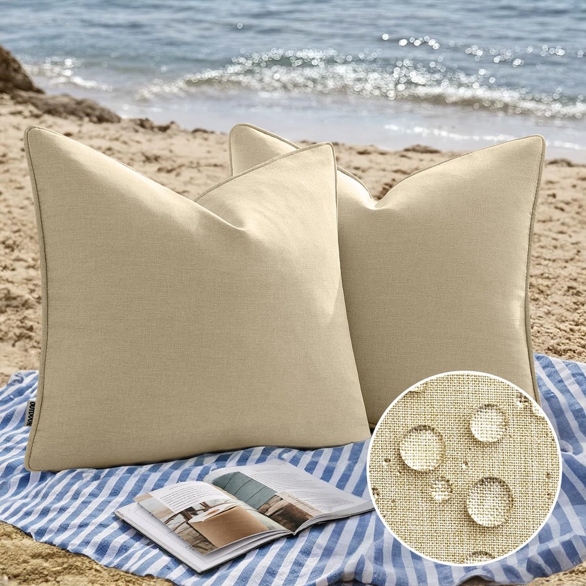 Dailygoods- Kussenhoezen Waterdicht - Kussenhoezen Buiten - Sierkussen - Set van 2 - 40 x 40 cm - Duurzaam Polyester - Kussenslopen