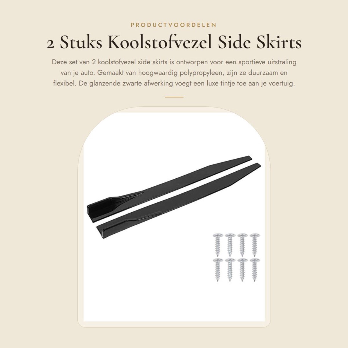 Dailygoods- Side Skirts 120cm/47,2in - 2 Stuks - Koolstofvezel - Universele Body Kit - Aerodynamische Prestaties - Hoogwaardig Polypropyleen - Car Body Kit