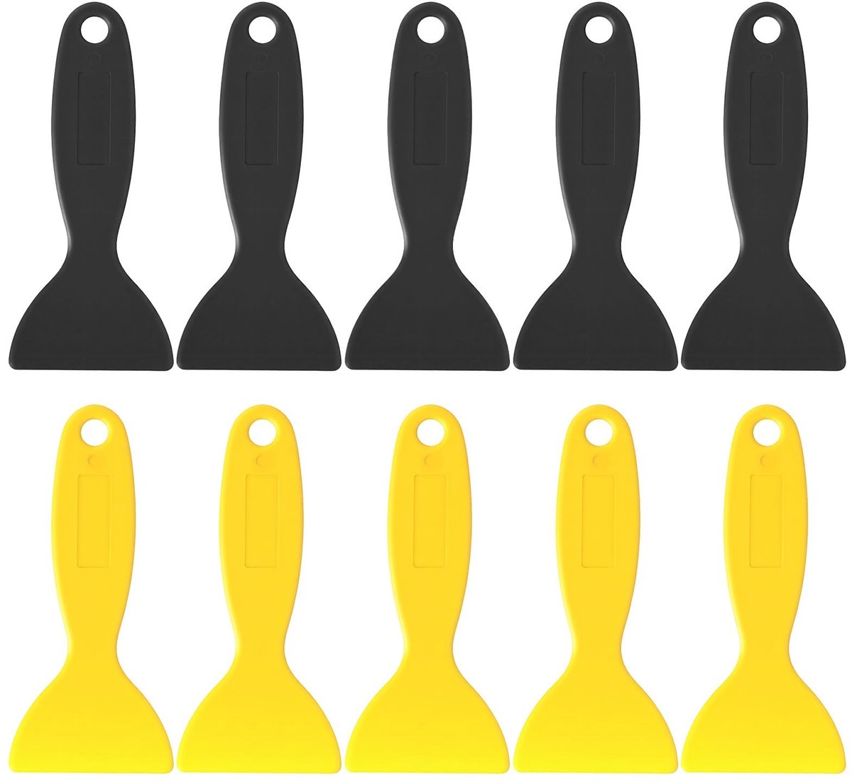 Dailygoods- Plamuurmes Set van 10 - Flexibel Plastic - Schraper voor Spackelen - Verwijderen van Behang - Voor 3D Printen - Antislip Grip - 5,8 cm