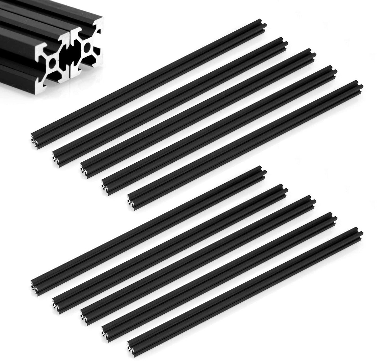 Dailygoods- Lineaire Rail 800 mm - Aluminium Profielen 20x20 - Geanodiseerd - Voor 3D-printers/CNC-machines - 10 Stuks - V-Slot 2020 - Aluminium Profiel