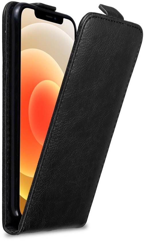 Cadorabo Hoesje geschikt voor Apple iPhone 12 MINI in ZWARTE NACHT - Beschermhoes in flip design Case Cover met magnetische sluiting