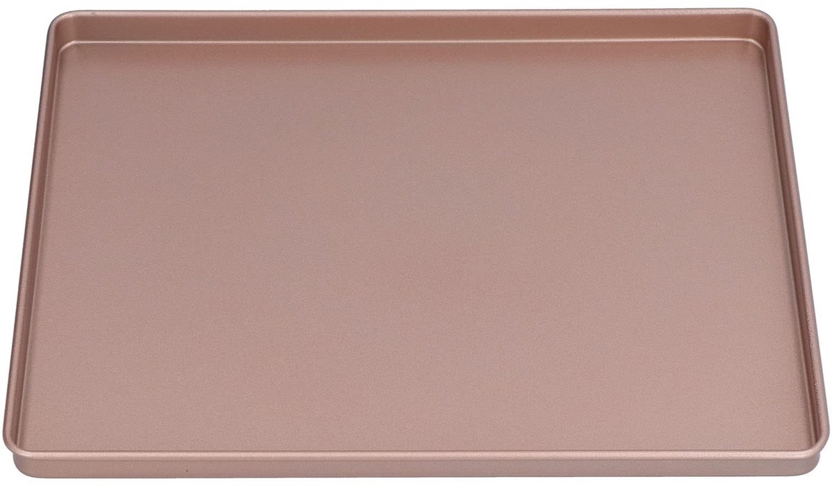 Dailygoods- Taartvorm Antiaanbaklaag - Rechthoekig - Koolstofstaal - 30,5 x 25,5 x 1,7 cm - Roze Goud - Professionele Bakpan