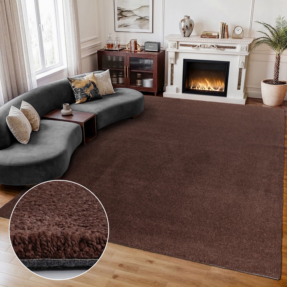 Muratap Comfy Premium - Luxe Effen Vloerkleed Wasbaar Uni Terra- 200x290 CM
