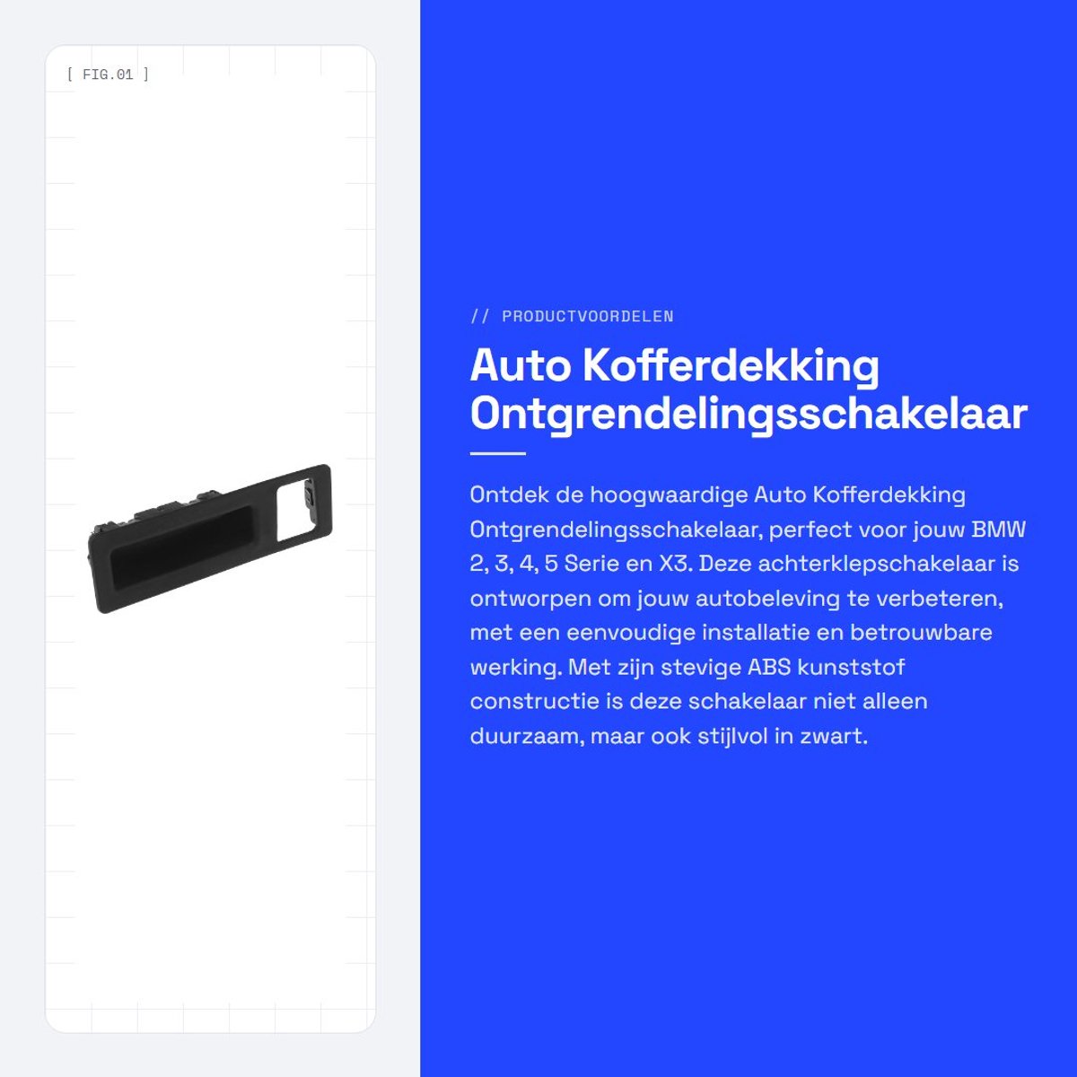 Dailygoods - Auto Kofferdekking Ontgrendelingsschakelaar - Achterklepschakelaar - Zwart - Handvatschakelaar - Geschikt voor 2 3 4 5 Serie X3