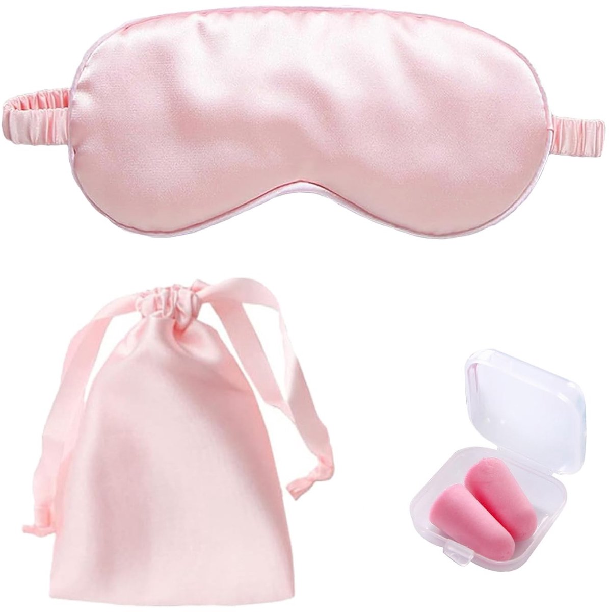 Dailygoods - Slaapmasker - Ademend Oogmasker - Zacht en comfortabel - Roze - Voor school, thuis en onderweg - Inclusief oordopjes - Geschikt voor dame...
