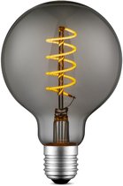 Home Sweet Home - Edison Vintage E27 LED filament lichtbron Globe - Rook - 9.5/9.5/13.5cm - G95 Spiraal - Retro LED lamp - Dimbaar - 4W 140lm 1800K