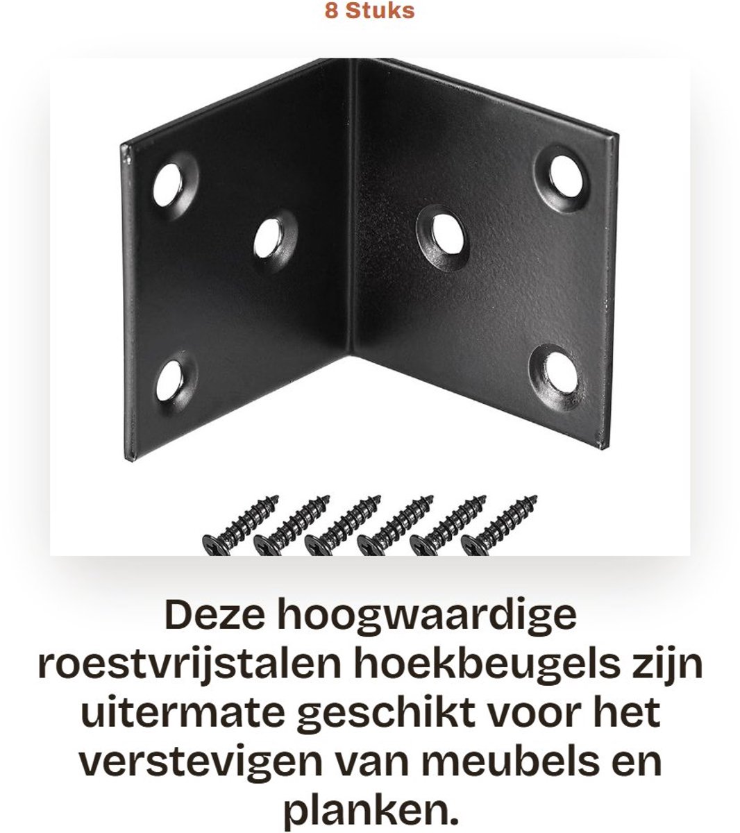 Dailygoods- Hoekbeugels Heavy Duty - Roestvrij Stalen Beugels - 90 Graden Beugels - Steunbeugelplaten - 8 Stuks - 40 x 40 x 40 mm - Steunbeugels
