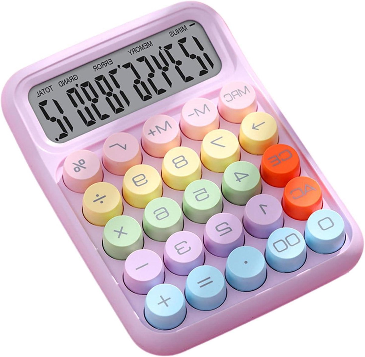 Mechanische Knop Rekenmachine - Bureau Calculator - Dagelijkse Berekeningen - Verhoogd 15 Graden Display