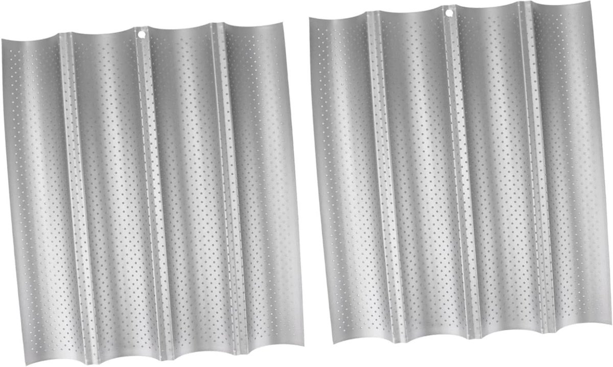 Broodbakplaat Bakplaat Stokbroodvorm Brood Bakken Geperforeerd Ontwerp 38x33x2.4 cm Zilver