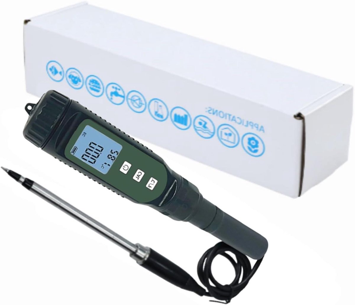 Bodemgeleidbaarheidsmeter - Bodemtester pH meter - Plantenverzorging optimaliseren - Nauwkeurige metingen - 210 mm - Grijs