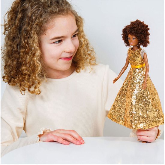 Paillettenjurk Goldstar voor Modepoppen - 29cm — afbeelding 4