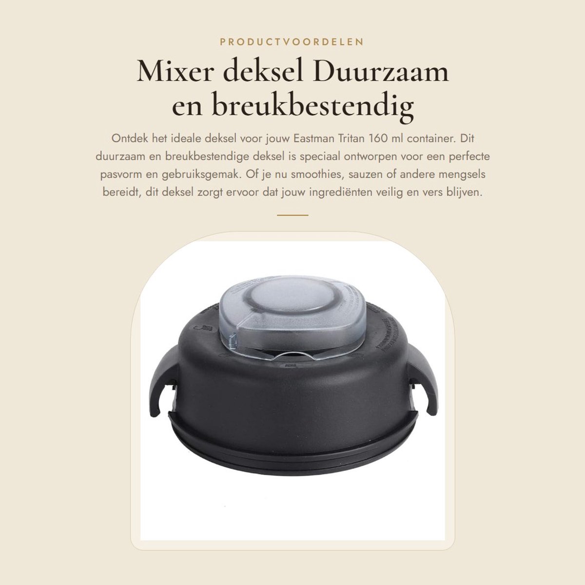 Dailygoods- Mixer groot - Deksel vervangbaar - Duurzaam materiaal - Geschikt voor Eastman Tritan 160 ml - Uitneembare stekker - Perfecte pasvorm - Mixcontainer