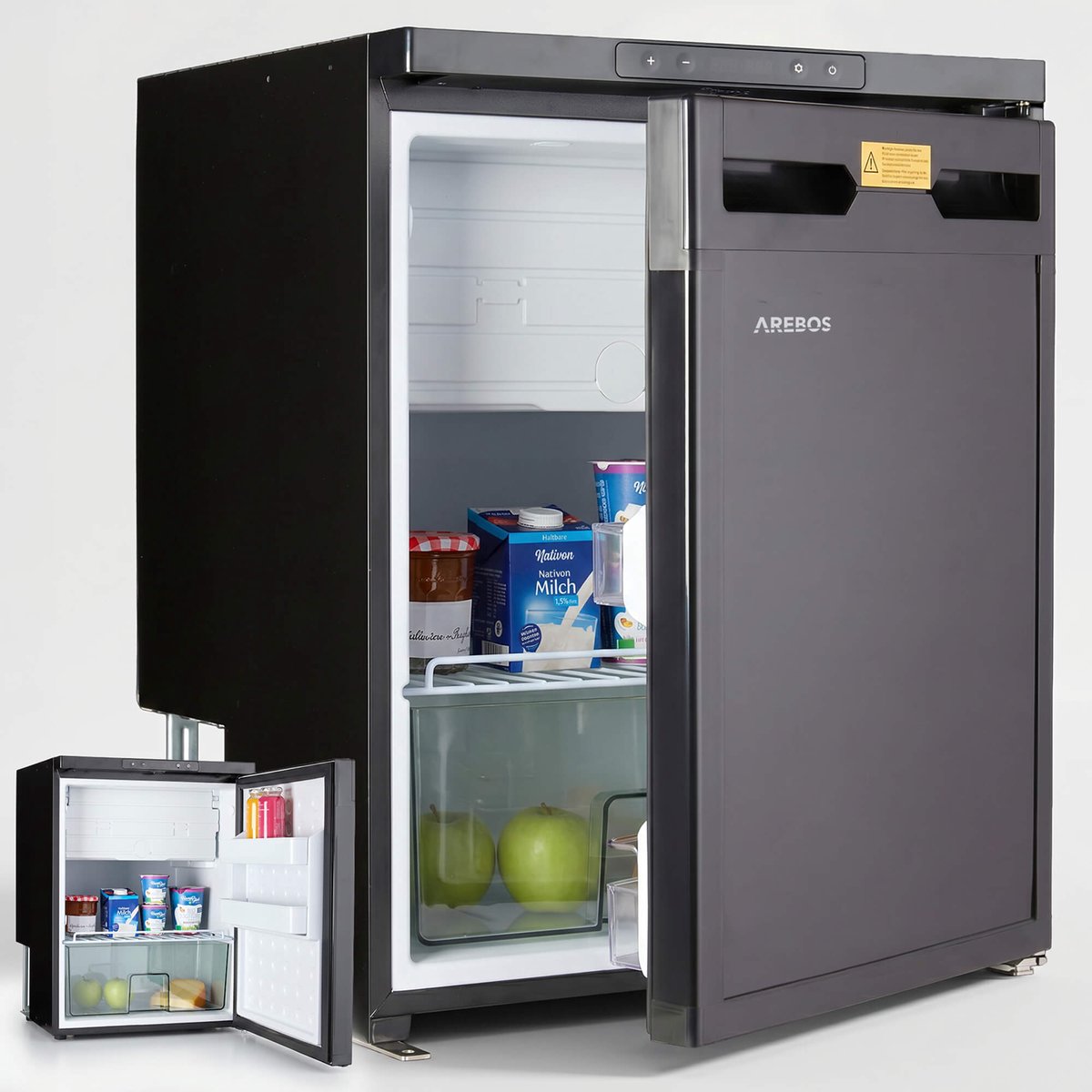 AREBOS Compressor Koelkast 65L 12/24V met Vriesvak -20°C voor Camper & Auto