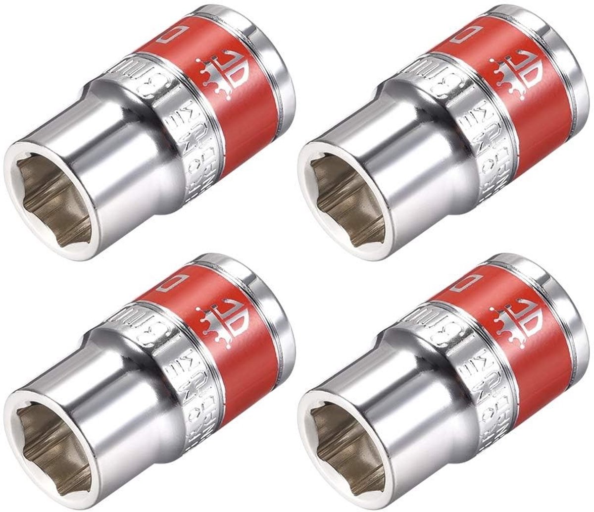 Dailygoods- Socket 1/2 inch - 13 mm Ondiepe Socket - 4 Stuks - Chroom-Vanadiumstaal - 6-Punts - Duurzaam en Slijtvast - Dopsleutel